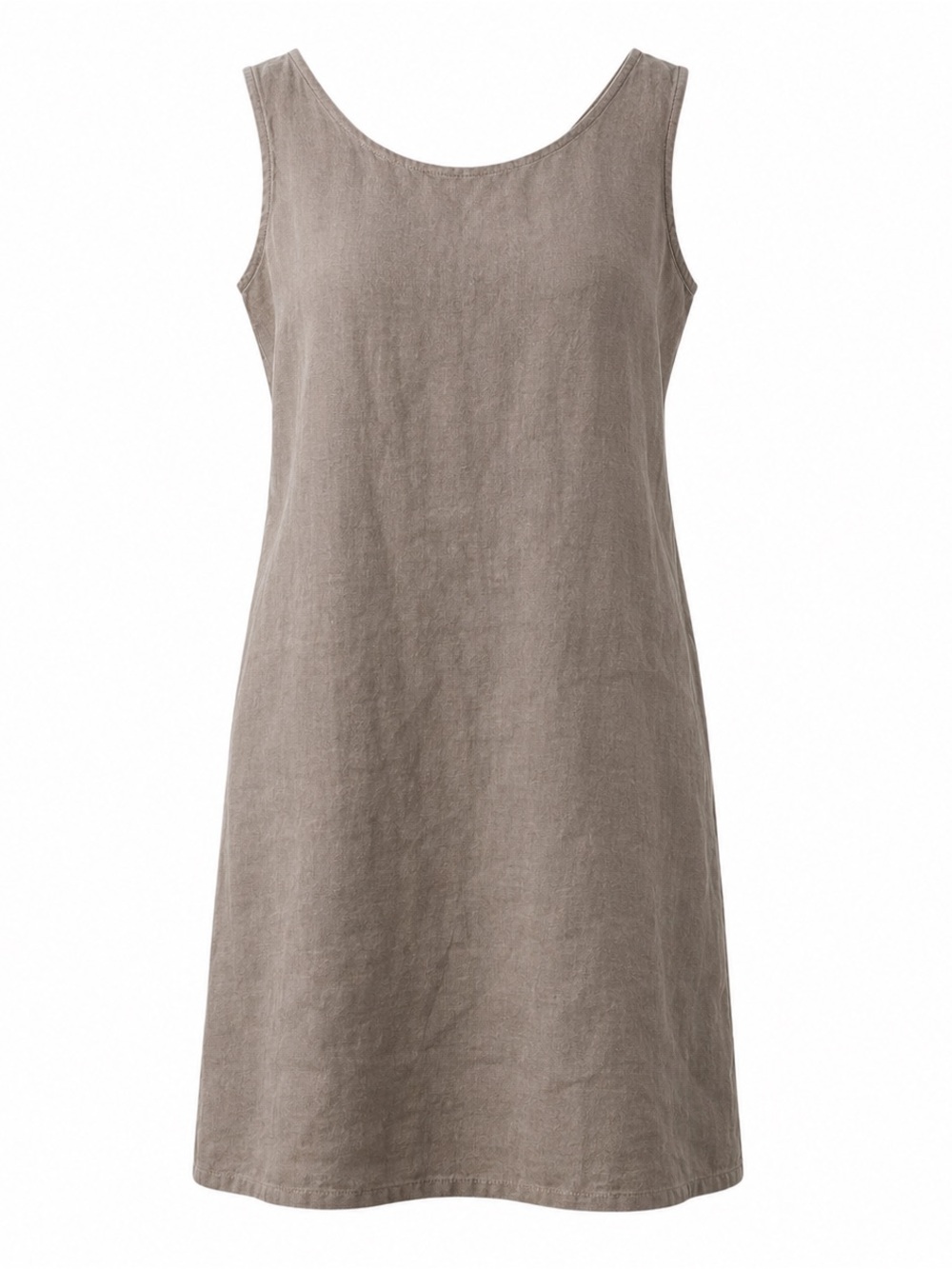 Valentina Naldi 100% Linen Dress Italy Taupe Lagenlook Boho Minimalist Size L
